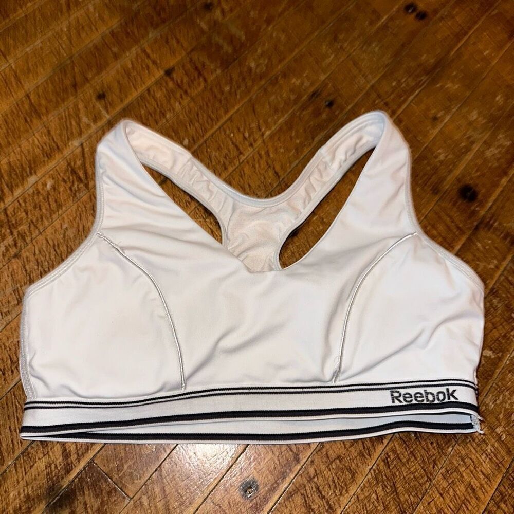 Reebok white Athleisure workout racerback sports bra
